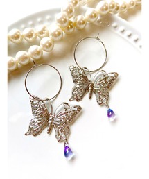 【MUURABBTI】蝶々と雫のフープピアス(MA)