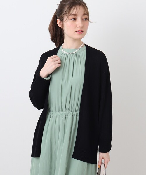 DRESKIP（ドレスキップ）の「◆【洗濯機可/UV】ショ－ト衿トッパ－ニットカーディガン（カーディガン/ボレロ・レディース・オフホワイト/ライトグレー/ブラック/ダークグリーン/レモンイエロー/ピンク系・02/03/04）」の3枚目の写真