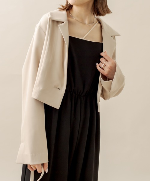 mline（エムライン）の「[mline] セットUPショートジャケット（テーラードジャケット・レディース・ブラック/ベージュ/オフホワイト・FREE）」の3枚目の写真