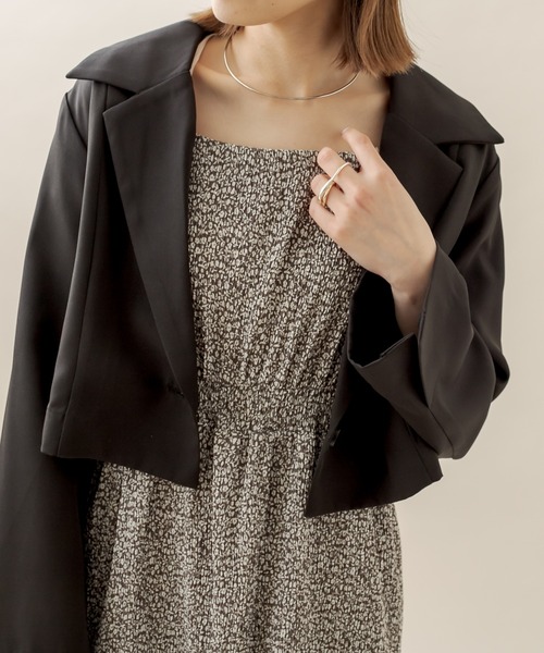 mline（エムライン）の「[mline] セットUPショートジャケット（テーラードジャケット・レディース・ブラック/ベージュ/オフホワイト・FREE）」の2枚目の写真