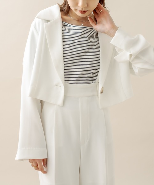 mline（エムライン）の「[mline] セットUPショートジャケット（テーラードジャケット・レディース・ブラック/ベージュ/オフホワイト・FREE）」の6枚目の写真