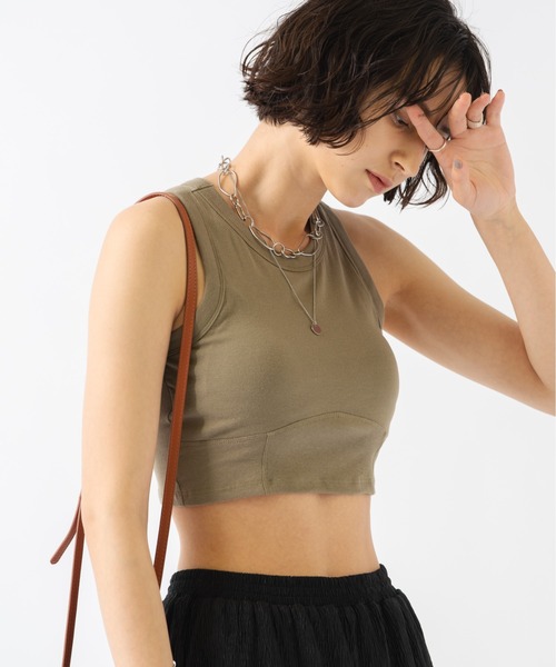 HANNE(アン)の「デザインタンク(Tシャツ/カットソー・レディース・ホワイト/ブラック/カーキ・フリー)」の1枚目の写真