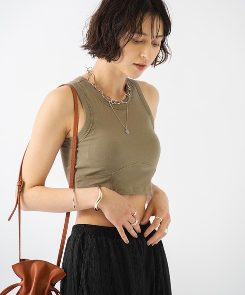 HANNE(アン)の「デザインタンク(Tシャツ/カットソー・レディース・ホワイト/ブラック/カーキ・フリー)」の6枚目の写真