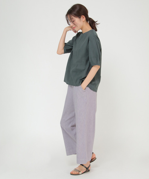LBC（エルビーシー）の「カラミドビーブラウス（シャツ/ブラウス・レディース・ホワイト/チャコールグレー/ミント・M/L）」の9枚目の写真