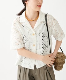 journal standard L'essage | 【BROCHE】レースオープンカラー半袖シャツ(シャツ/ブラウス)