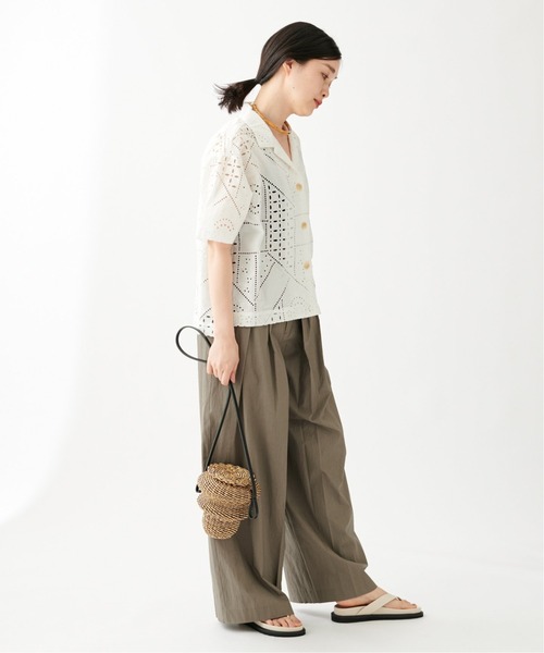 journal standard L'essage（ジャーナルスタンダードレサージュ）の「【BROCHE】レースオープンカラー半袖シャツ（シャツ/ブラウス・レディース・ホワイト・FREE）」の14枚目の写真