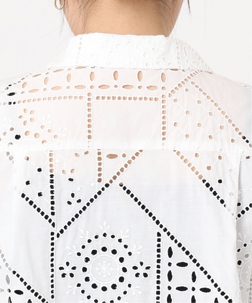 journal standard L'essage（ジャーナルスタンダードレサージュ）の「【BROCHE】レースオープンカラー半袖シャツ（シャツ/ブラウス・レディース・ホワイト・FREE）」の3枚目の写真