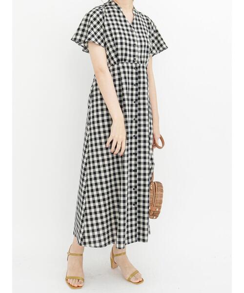 Te chichi（テチチ）の「リネン混フレアスリーブワンピース（ワンピース・レディース・ブラック/ブラウン/グリーン・ﾌﾘ-）」の5枚目の写真