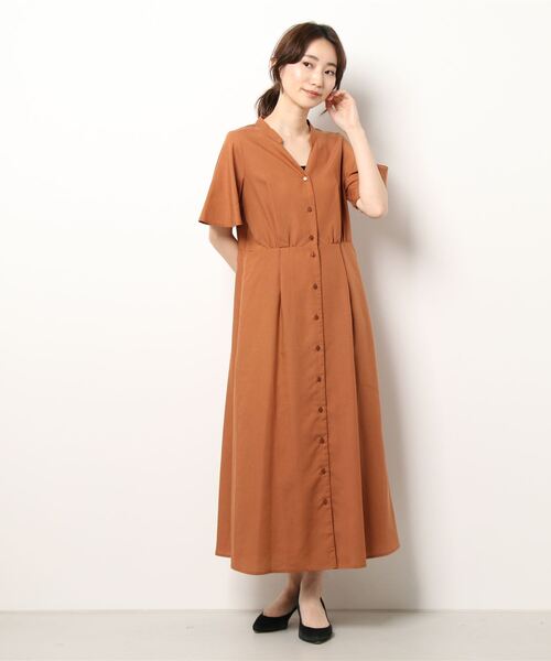 Te chichi（テチチ）の「リネン混フレアスリーブワンピース（ワンピース・レディース・ブラック/ブラウン/グリーン・ﾌﾘ-）」の13枚目の写真