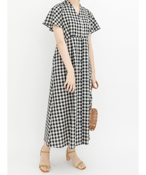 Te chichi（テチチ）の「リネン混フレアスリーブワンピース（ワンピース・レディース・ブラック/ブラウン/グリーン・ﾌﾘ-）」の6枚目の写真