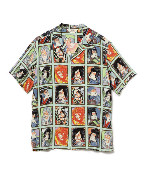 STAR OF HOLLYWOOD(スターオブハリウッド)の「STAR OF HOLLYWOOD / HIGH DENSITY RAYON OPEN SHIRT “KABUKI”(シャツ/ブラウス・メンズ・グリーン・X-LARGE)」の1枚目の写真