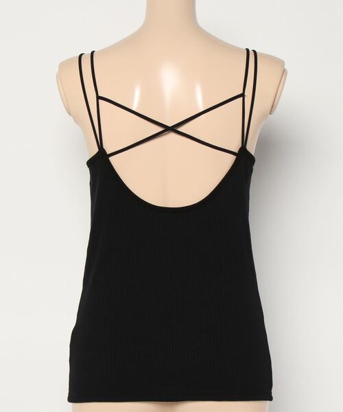 COLONY 2139（コロニートゥーワンスリーナイン）の「テレコリブバッククロスキャミソール  /  カップ付きキャミソール（キャミソール・レディース・オフホワイト/ブラック・FREE）」の4枚目の写真