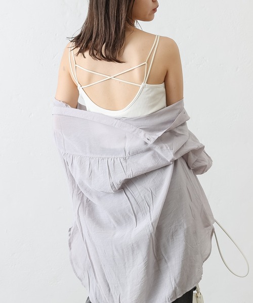 COLONY 2139（コロニートゥーワンスリーナイン）の「テレコリブバッククロスキャミソール  /  カップ付きキャミソール（キャミソール・レディース・オフホワイト/ブラック・FREE）」の8枚目の写真