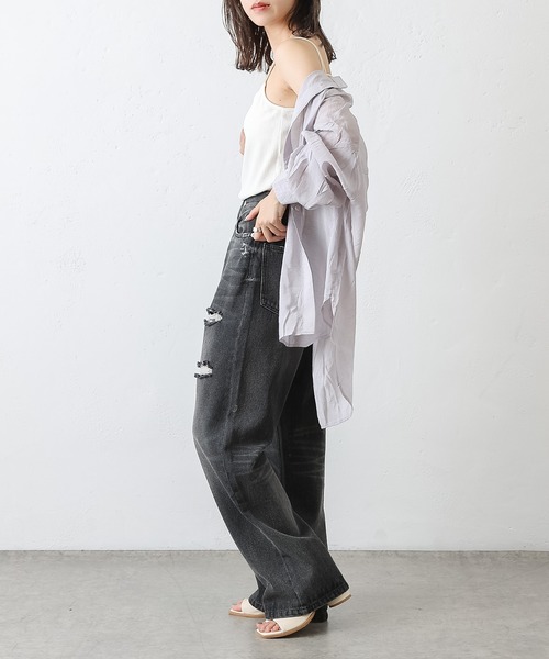 COLONY 2139（コロニートゥーワンスリーナイン）の「テレコリブバッククロスキャミソール  /  カップ付きキャミソール（キャミソール・レディース・オフホワイト/ブラック・FREE）」の11枚目の写真