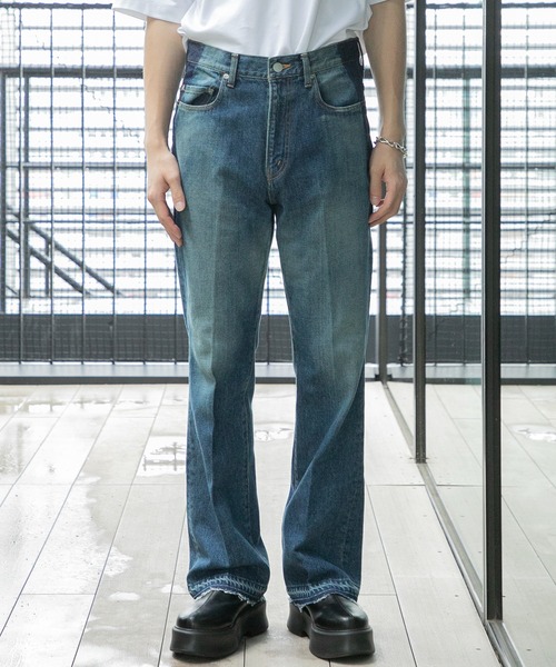 JIEDA(ジエダ)の「USED FLARE PANTS(デニムパンツ・メンズ・ブラック/インディゴブルー・1/2)」の16枚目の写真