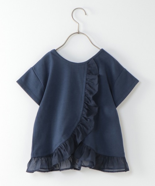 ikka（イッカ）の「【キッズ】前後2WAYシアーフリルTシャツ（100~160cm）（Tシャツ/カットソー・キッズ・ネイビー/オフホワイト/ピンク・100/110/120/130/140/150/160）」の3枚目の写真