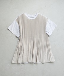 PUAL CE CIN | 【Du noir】ブラウス見えする ON／OFF使える名品プリーツTeeシャツ(Tシャツ/カットソー)