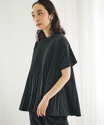 PUAL CE CIN | 【Du noir】ブラウス見えする ON／OFF使える名品プリーツTeeシャツ(Tシャツ/カットソー)