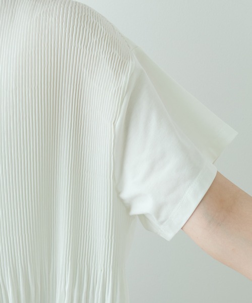 PUAL CE CIN(ピュアルセシン)の「【Du noir】ブラウス見えする ON/OFF使える名品プリーツTeeシャツ(Tシャツ/カットソー・レディース・ホワイト/ブラック/グレイッシュベージュ・FREE)」の17枚目の写真