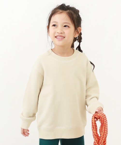 devirock（デビロック）の「無地 スウェットトレーナー（スウェット・キッズ・ライトカーキ/ピンクベージュ/ブルーグレー/ブラック/パープル系その他2/レッド系その他/グレー/パープル系その他/ヘザーチャコール/ダークグリーン/ブラウン系その他/アイボリー/パープル系5/オレンジ系5・120cm/90cm/130cm/140cm/160cm/150cm/110cm/80ｃｍ/100cm）」の2枚目の写真