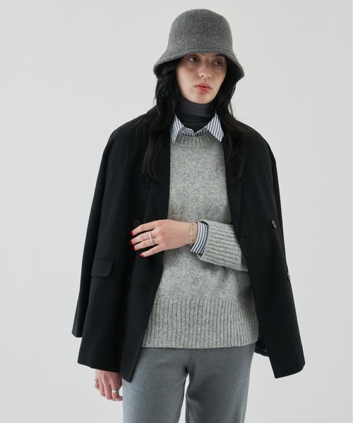 Auntie Rosa Holiday（アンティローザホリデー）の「ダブルブレストオーバージャケット（セットアップ対応）（テーラードジャケット・レディース・ネイビー/ブラック・FREE）」の16枚目の写真