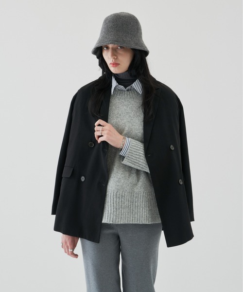 Auntie Rosa Holiday（アンティローザホリデー）の「ダブルブレストオーバージャケット（セットアップ対応）（テーラードジャケット・レディース・ネイビー/ブラック・FREE）」の17枚目の写真