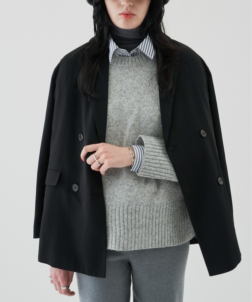 Auntie Rosa Holiday（アンティローザホリデー）の「ダブルブレストオーバージャケット（セットアップ対応）（テーラードジャケット・レディース・ネイビー/ブラック・FREE）」の18枚目の写真