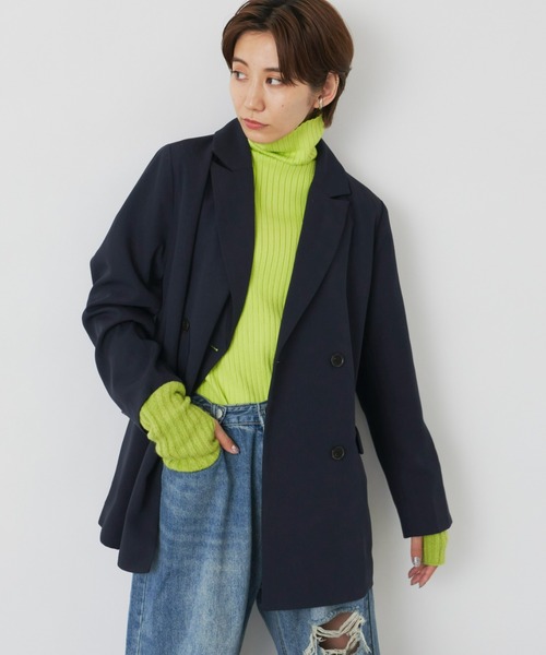 Auntie Rosa Holiday（アンティローザホリデー）の「ダブルブレストオーバージャケット（セットアップ対応）（テーラードジャケット・レディース・ネイビー/ブラック・FREE）」の5枚目の写真