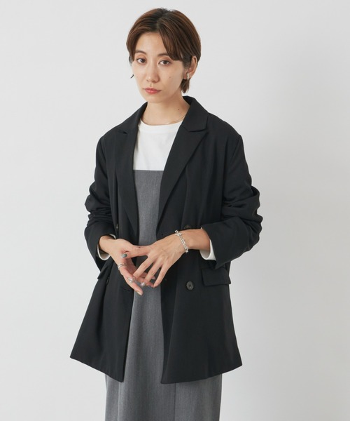 Auntie Rosa Holiday（アンティローザホリデー）の「ダブルブレストオーバージャケット（セットアップ対応）（テーラードジャケット・レディース・ネイビー/ブラック・FREE）」の22枚目の写真