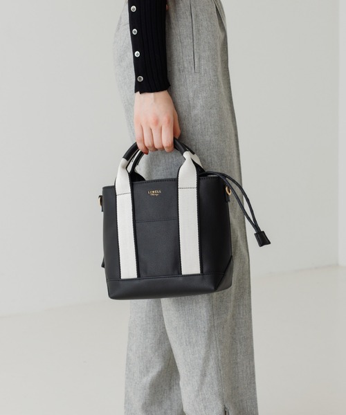 LOWELL things(ロウェル シングス)の「●ドット巾着付2WAYミニトートBAG(トートバッグ・レディース・ブラック/ベージュ/パープル・フリー)」の2枚目の写真