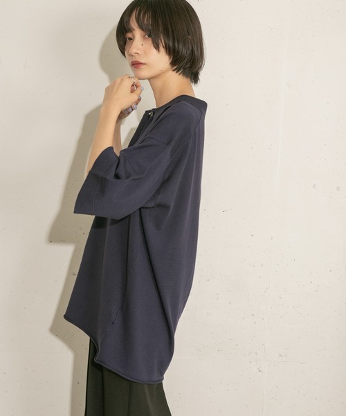 KBF（ケイビーエフ）の「ルーズシルエットニットシャツ（ニット/セーター・レディース・ネイビー/オレンジ/グリーン系その他・ONE）」の3枚目の写真