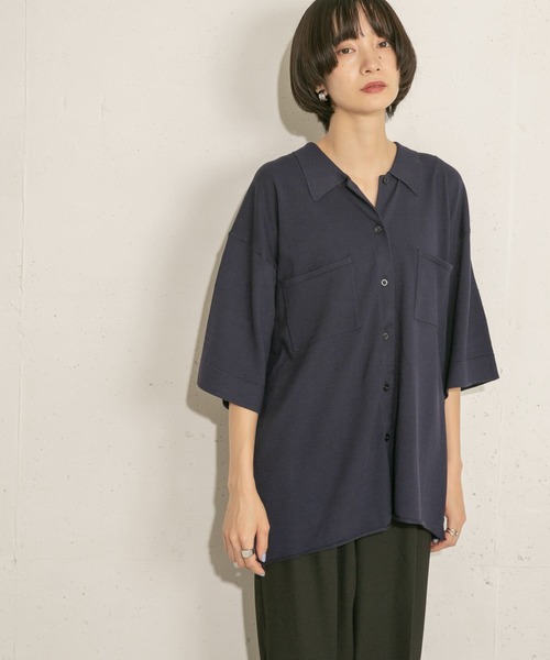 KBF（ケイビーエフ）の「ルーズシルエットニットシャツ（ニット/セーター・レディース・ネイビー/オレンジ/グリーン系その他・ONE）」の5枚目の写真