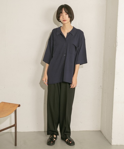 KBF（ケイビーエフ）の「ルーズシルエットニットシャツ（ニット/セーター・レディース・ネイビー/オレンジ/グリーン系その他・ONE）」の17枚目の写真