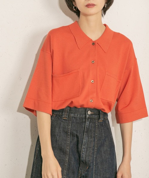 KBF（ケイビーエフ）の「ルーズシルエットニットシャツ（ニット/セーター・レディース・ネイビー/オレンジ/グリーン系その他・ONE）」の13枚目の写真