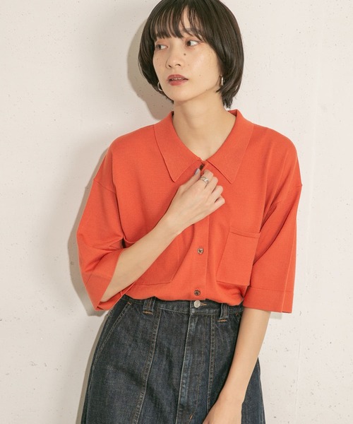 KBF（ケイビーエフ）の「ルーズシルエットニットシャツ（ニット/セーター・レディース・ネイビー/オレンジ/グリーン系その他・ONE）」の6枚目の写真