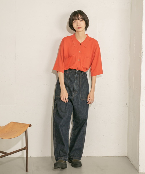 KBF（ケイビーエフ）の「ルーズシルエットニットシャツ（ニット/セーター・レディース・ネイビー/オレンジ/グリーン系その他・ONE）」の18枚目の写真