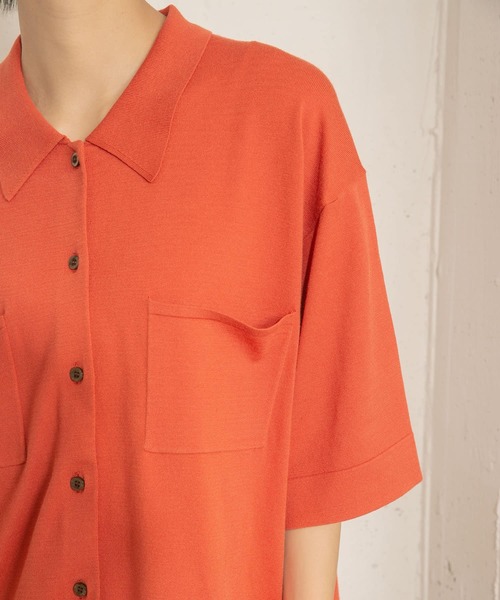 KBF（ケイビーエフ）の「ルーズシルエットニットシャツ（ニット/セーター・レディース・ネイビー/オレンジ/グリーン系その他・ONE）」の7枚目の写真