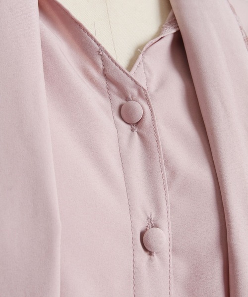 tocco closet（トッコ　クローゼット）の「【ZOZO限定】レースボウタイリボンブラウス（シャツ/ブラウス・レディース・オフホワイト/ベージュ/グレー系その他/ピンク系その他・M）」の6枚目の写真