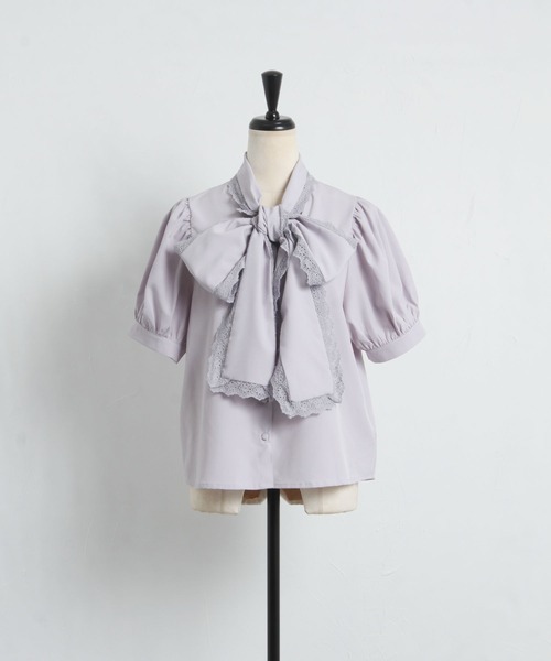 tocco closet（トッコ　クローゼット）の「【ZOZO限定】レースボウタイリボンブラウス（シャツ/ブラウス・レディース・オフホワイト/ベージュ/グレー系その他/ピンク系その他・M）」の13枚目の写真