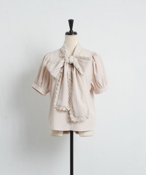 tocco closet（トッコ　クローゼット）の「【ZOZO限定】レースボウタイリボンブラウス（シャツ/ブラウス・レディース・オフホワイト/ベージュ/グレー系その他/ピンク系その他・M）」の10枚目の写真