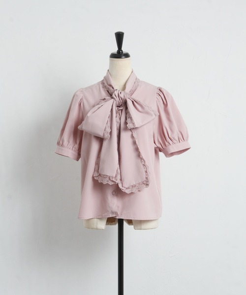 tocco closet（トッコ　クローゼット）の「【ZOZO限定】レースボウタイリボンブラウス（シャツ/ブラウス・レディース・オフホワイト/ベージュ/グレー系その他/ピンク系その他・M）」の12枚目の写真