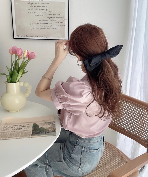 tocco closet（トッコ　クローゼット）の「【ZOZO限定】レースボウタイリボンブラウス（シャツ/ブラウス・レディース・オフホワイト/ベージュ/グレー系その他/ピンク系その他・M）」の18枚目の写真