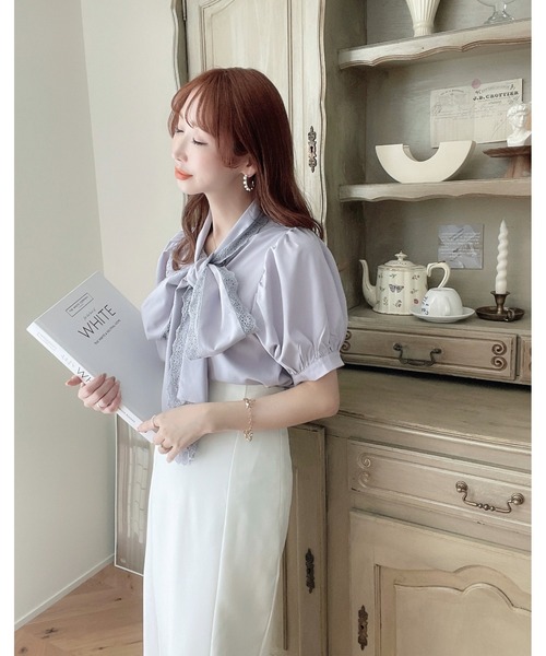 tocco closet（トッコ　クローゼット）の「【ZOZO限定】レースボウタイリボンブラウス（シャツ/ブラウス・レディース・オフホワイト/ベージュ/グレー系その他/ピンク系その他・M）」の16枚目の写真