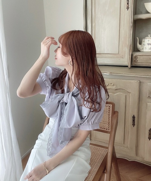 リボンプルオーバー&ロングパンツセット オフホワイト 天衣無縫 リブロングパンツ AI22S-740 オーガニックコットン