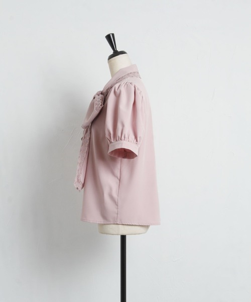 tocco closet（トッコ　クローゼット）の「【ZOZO限定】レースボウタイリボンブラウス（シャツ/ブラウス・レディース・オフホワイト/ベージュ/グレー系その他/ピンク系その他・M）」の9枚目の写真