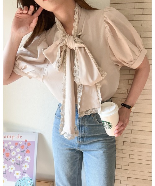 ZOZO限定】レースボウタイリボンブラウス（シャツ/ブラウス