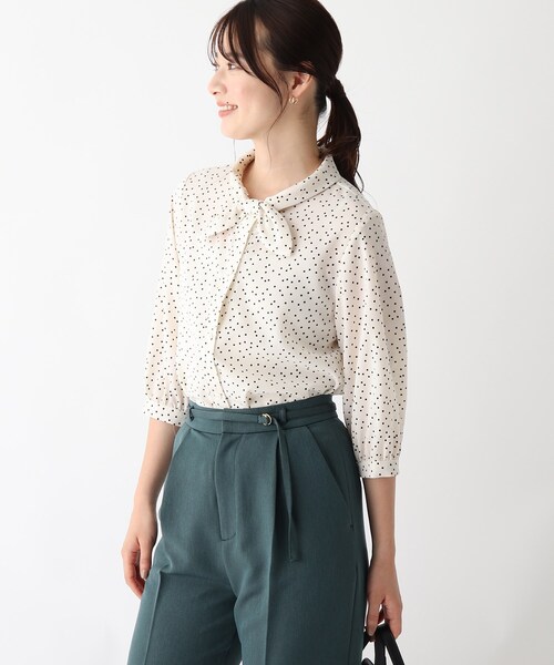 index（インデックス）の「◆ドットアソート チョウタイブラウス【WEB限定カラー・サイズ】（シャツ/ブラウス・レディース・ホワイト系3/グリーン/ネイビー/ホワイト系9・38/42/40/36）」の19枚目の写真