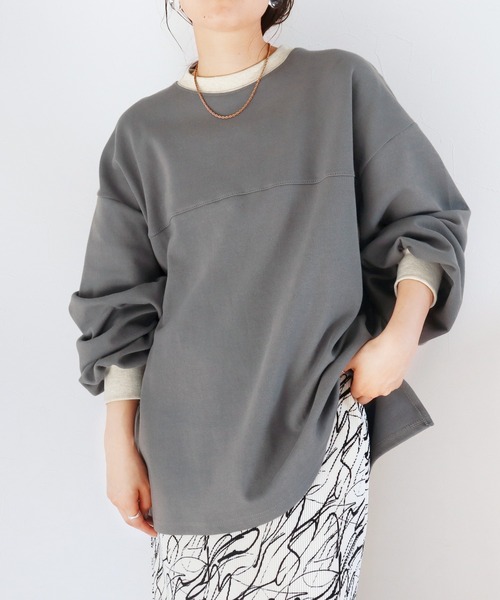 reca（レカ）の「ビッグシルエットバイカラーリブスウェット（スウェット・レディース・ブラック/オートミール/グレイッシュベージュ/ダークグリーン/ミント/ベージュ系その他/ベージュ系その他2/ブラック系その他/グレー・FREE）」の17枚目の写真