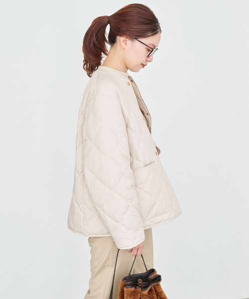 キルティングカラーレスジャケット