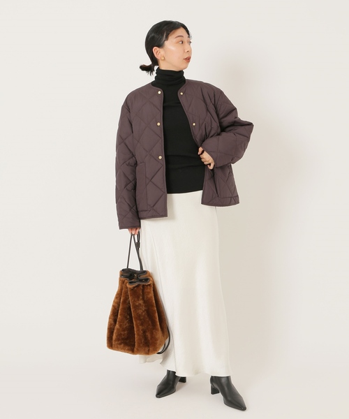 キルティングカラーレスジャケット